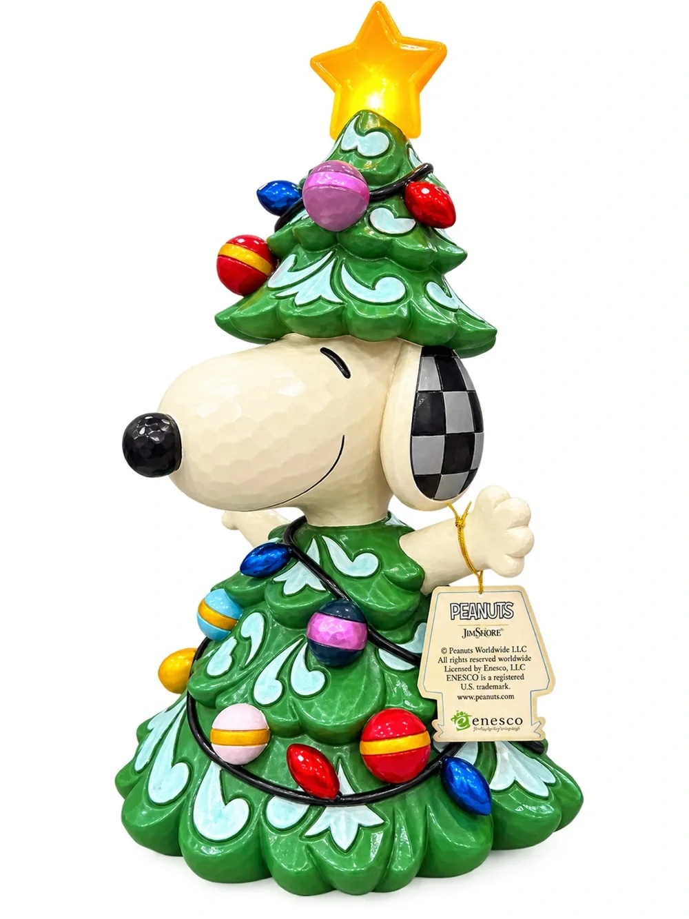 Jim Shore Peanuts Snoopy Christmas Tree Statue - Green